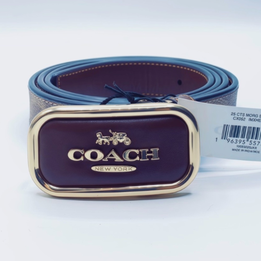 NWT COACH Logo Design Leather reversible Belt One Size - Picture 3 of 9